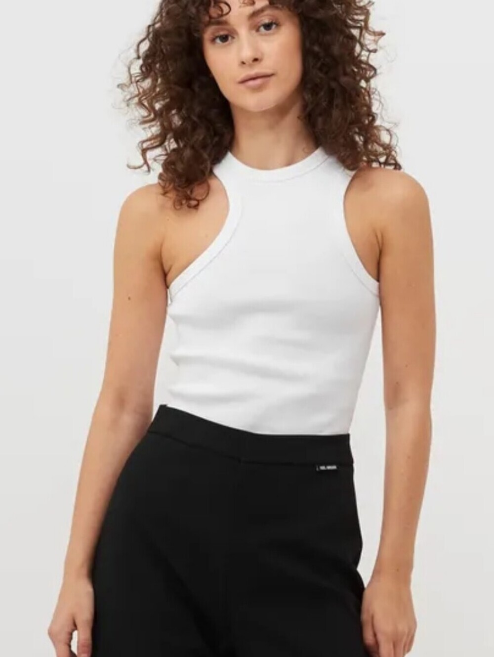 Axel Arigato The Scoop White Ribbed Tank Top Asymmetrical Medium